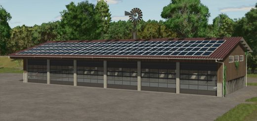 6 bay wooden shed with solar panels v1.0