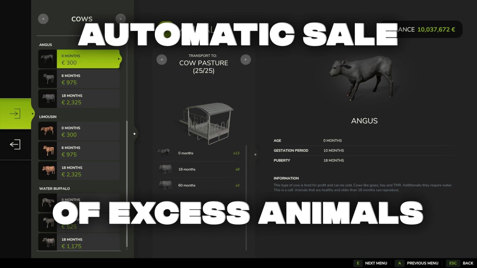 Excess Animal Sold v1.0