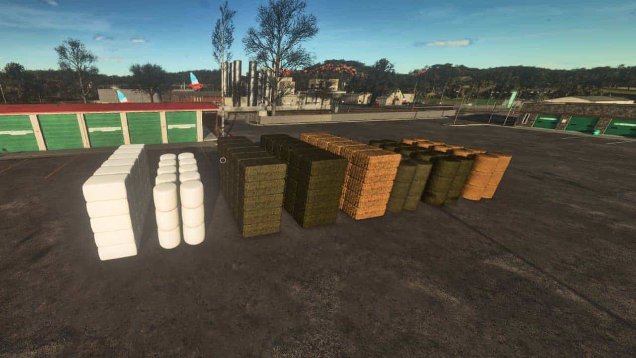 Large stack of purchasable square or round bales v1.0